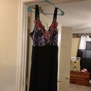 Floral Lace Black Dress